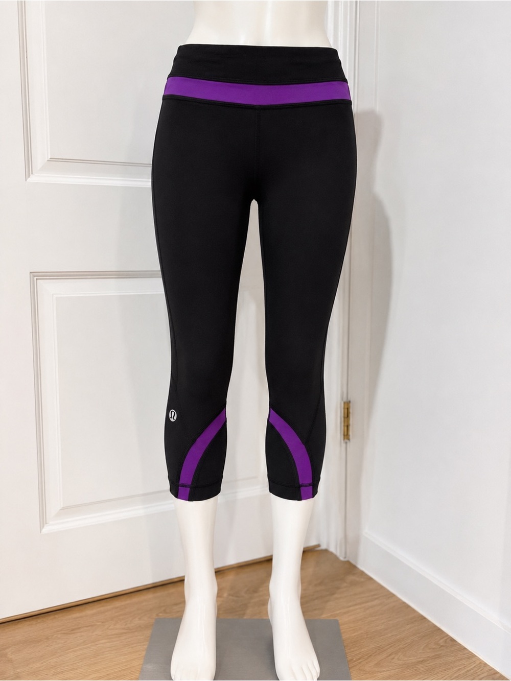 lululemon Black Leggings with Purple Trim
